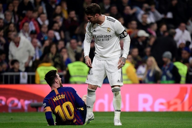 Ramos and Messi have had their run-ins in the 'Clasicos'. AFP