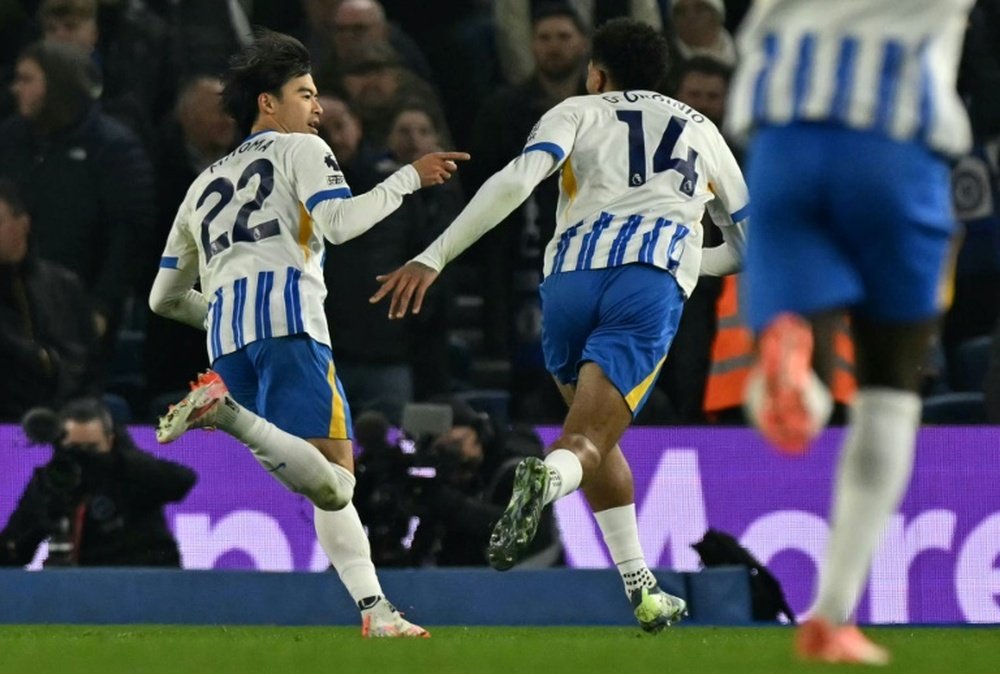 Brighton's Kaoru Mitoma opened the scoring against Chelsea. AFP
