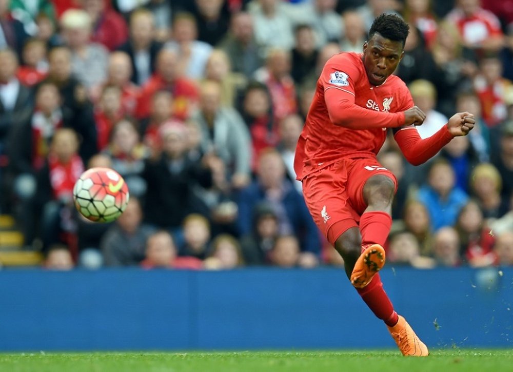 Liverpools English striker Daniel Sturridge in action during the English Premier League football match between Liverpool and Norwich City at the Anfield stadium in Liverpool, north-west England on September 20, 2015
