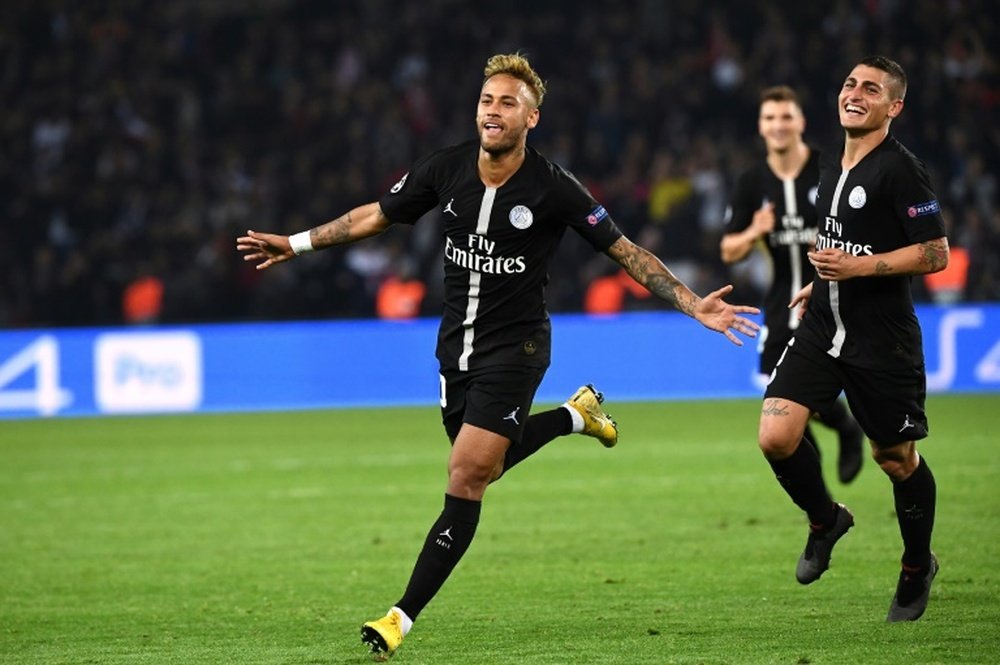 Neymar scored his second hat-trick for PSG. AFP
