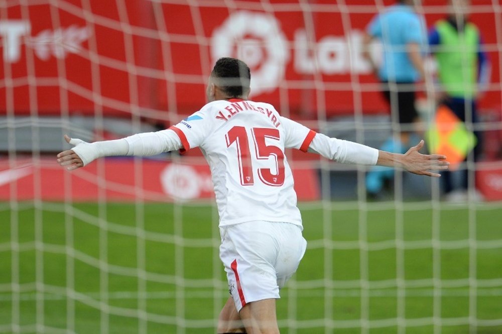 Sevilla's Moroccan forward Youssef En-Nesyri scored a hat-trick against Cadiz. AFP