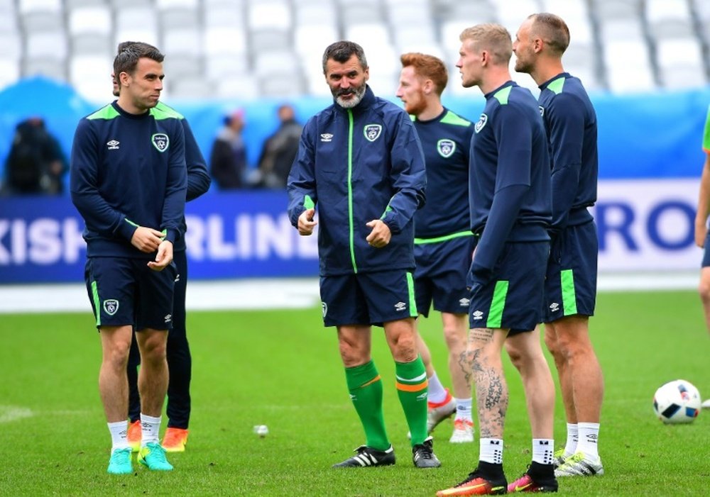 Roy Keane pictured with the Republic of Ireland squad. AFP