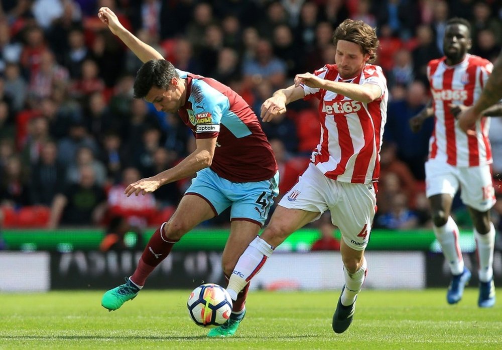 Joe Allen in action against Burnley. AFP