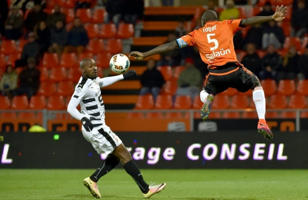 Sio a marqué le seul but du match contre Lorient. AFP