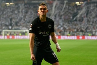 Rafael Santos Borre's goal helped Frankfurt make the Europa League final. AFP