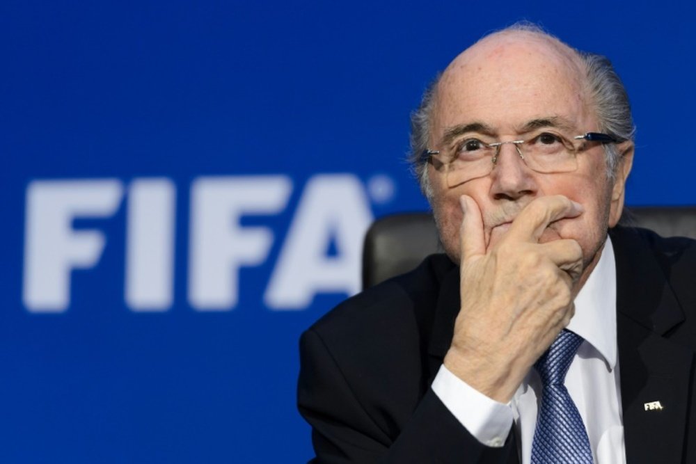 FIFA president Sepp Blatter gestures during a press conference at footballs world body headquarters in Zurich on July 20, 2015
