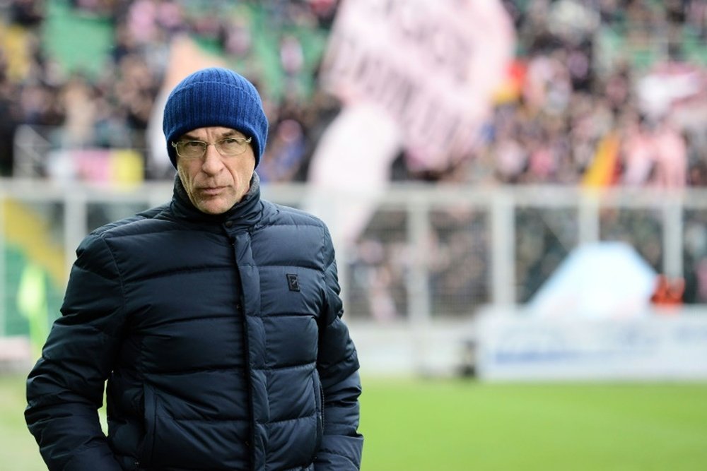 Palermos now former coach Davide Ballardini looks on during the Italian Serie A football match against Fiorentina on January 6, 2016