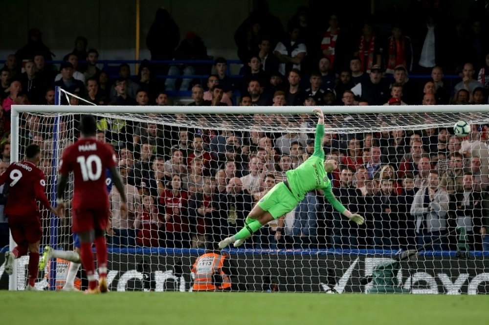 Chelsea's keeper Kepa could do nothing about the strike. AFP
