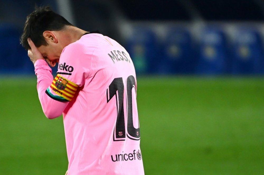 Lionel Messi disappointed as Barcelona lost 1-0. AFP