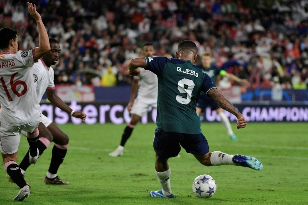 Martinelli and Gabriel Jesus score the goals for Arsenal. AFP