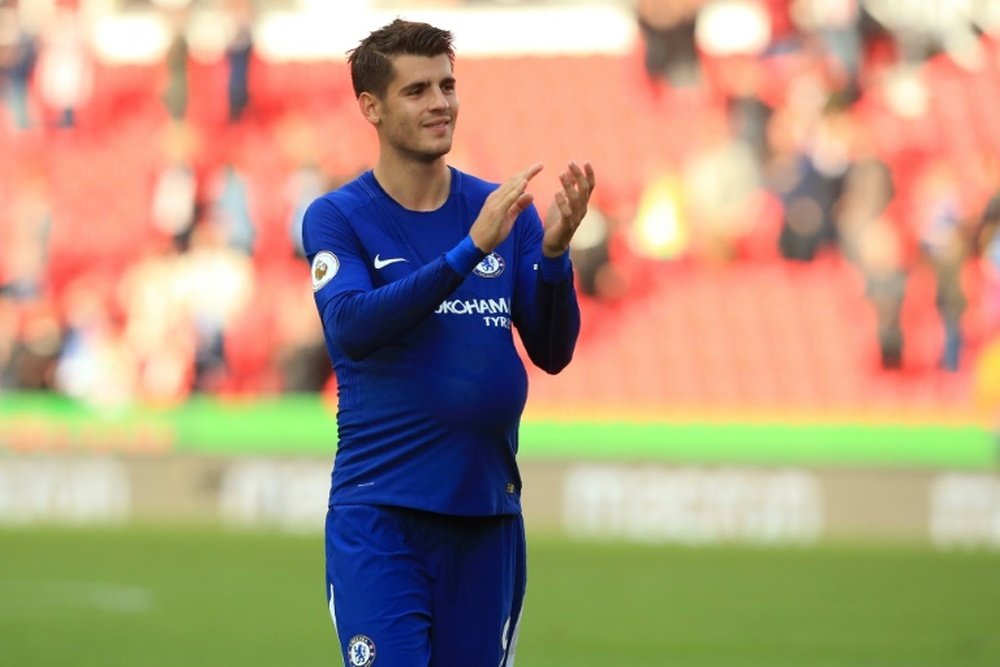 Morata scored a hat-trick in the win over stoke. AFP