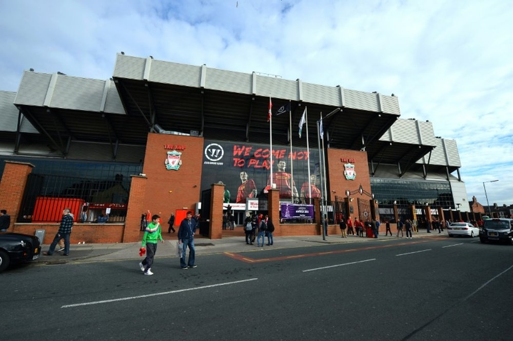 Ainfield stadium in Liverpool, pictured on October 20, 2012, was evacuated after two men who were taking part in a stadium tour went missing