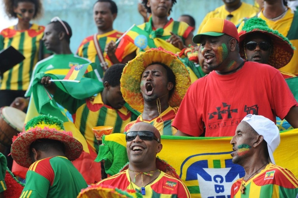 Ethiopias supporters cheer their team on November 16, 2013