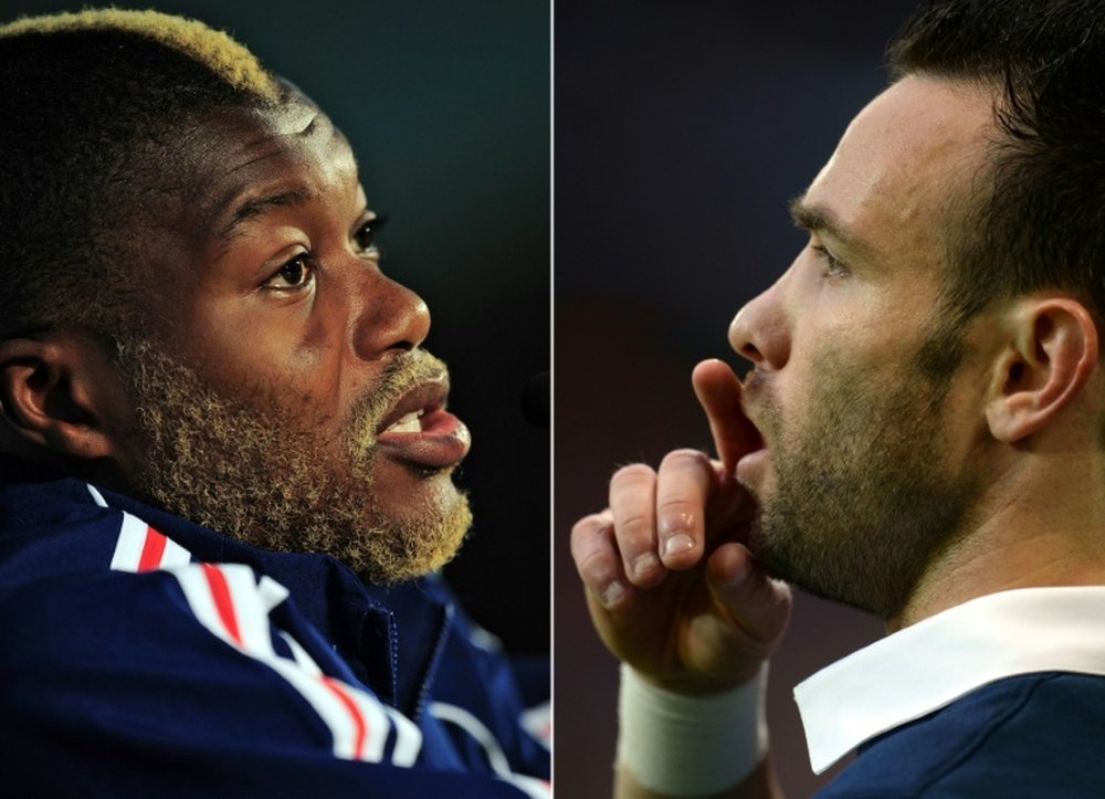 Former France striker Djibril Cisse (L) has been arrested a blackmail investigation that allegedly involves a sex tape featuring international midfielder Mathieu Valbuena (R)