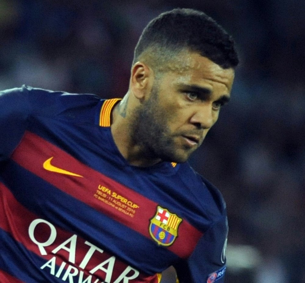 Barcelona's Brazilian defender Dani Alves controls the ball during the UEFA Super Cup final football match between FC Barcelona and Sevilla at the Boris Paichadze Dinamo Arena in Tbilisi on August 11, 2015