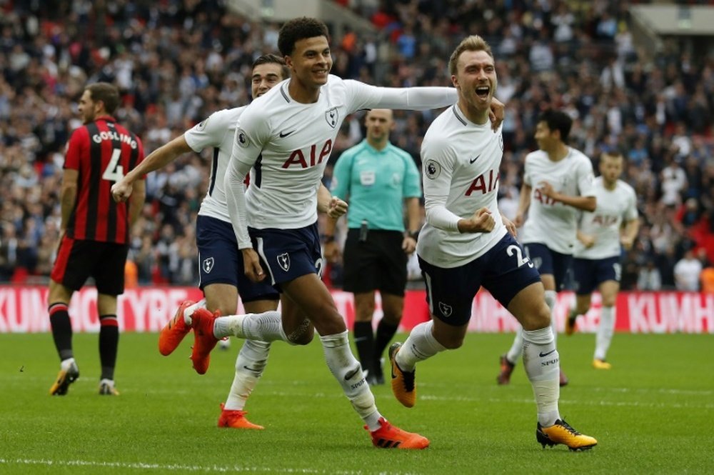 Eriksen scored the only goal of the game at Wembley. AFP
