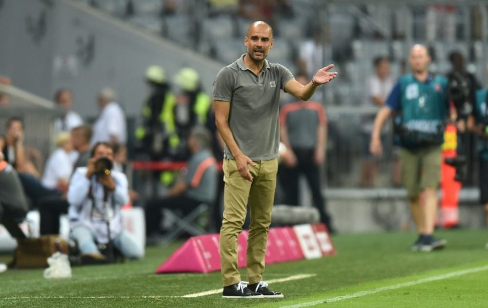 Manchester Citys coach Pep Guardiola during a friendly match against Bayern Munich in Munich, on July 20, 2016