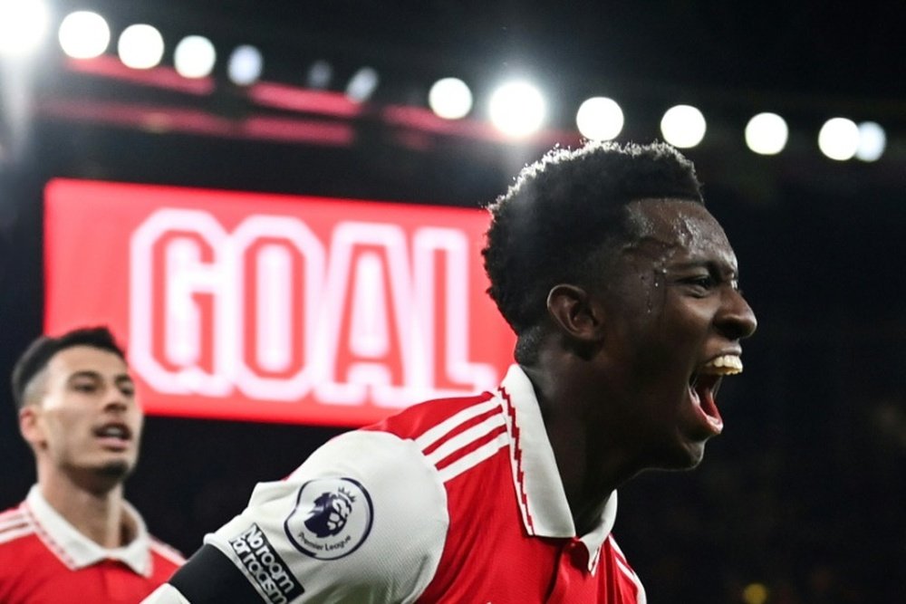 Eddie Nketiah was the hero as Arsenal beat Man Utd at the death. AFP