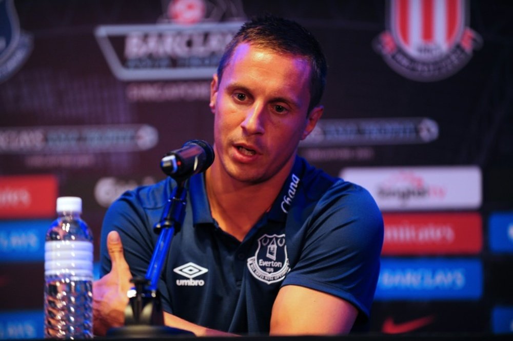 Phil Jagielka, pictured on July 14, 2015, will captain England in their final European qualifier against Lithuania