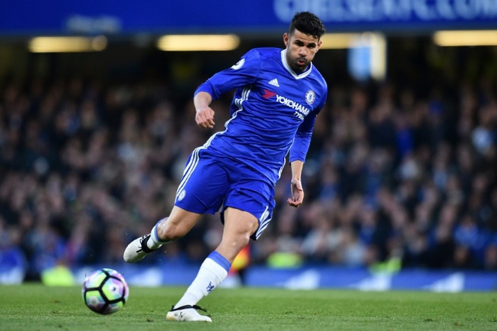 Chelseas striker Diego Costa passes the ball. AFP