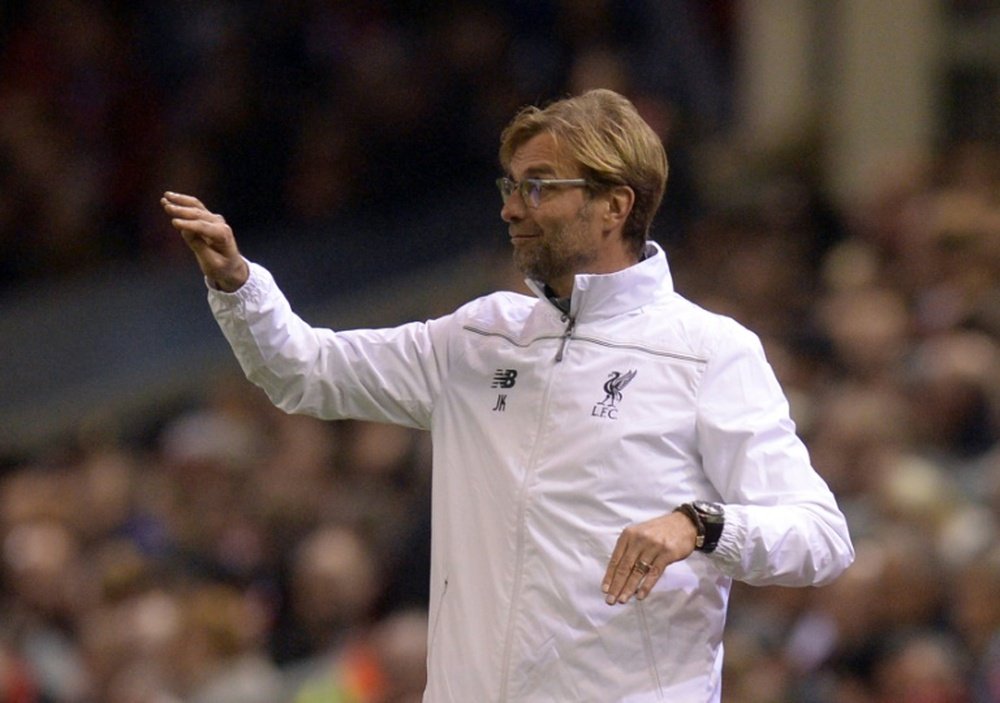 Liverpools German manager Jurgen Klopp gestures during a UEFA Europa League group B football match between Liverpool and Bordeaux at Anfield in Liverpool, north west England, on November 26, 2015