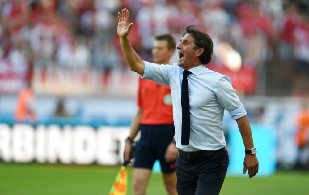 Hamburgs head coach Bruno Labbadia reacts, pictured on August 29, 2015, has been fined 5,000 euros ($5,590) by the German Football Association for describing a controversial penalty decision in last months Bundesliga defeat at Cologne as a joke