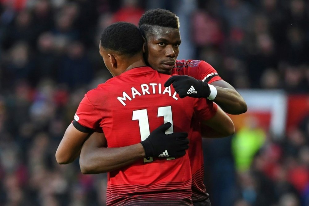 Martial and Pogba scored in their last game for United. AFP