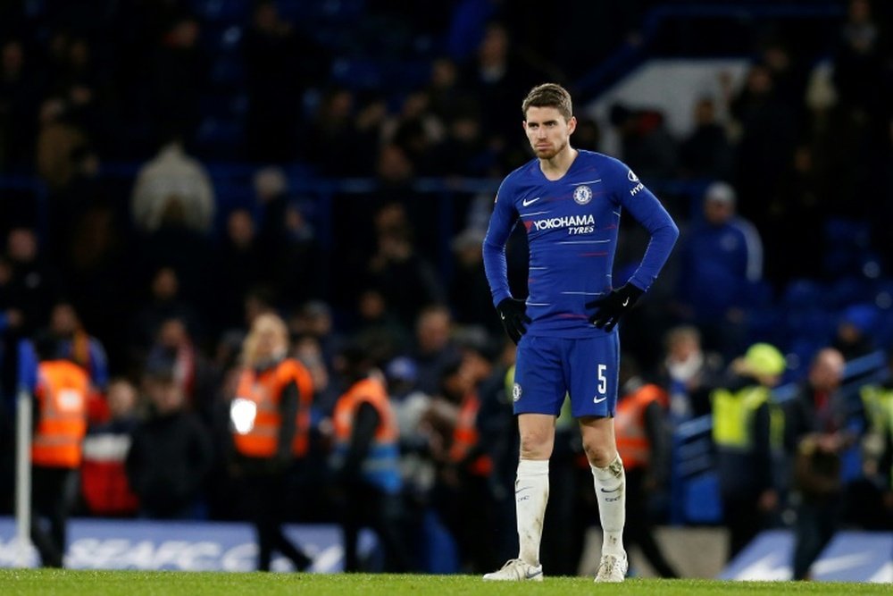 Jorginho's Chelsea future could be in doubt after Sarri's exit. AFP