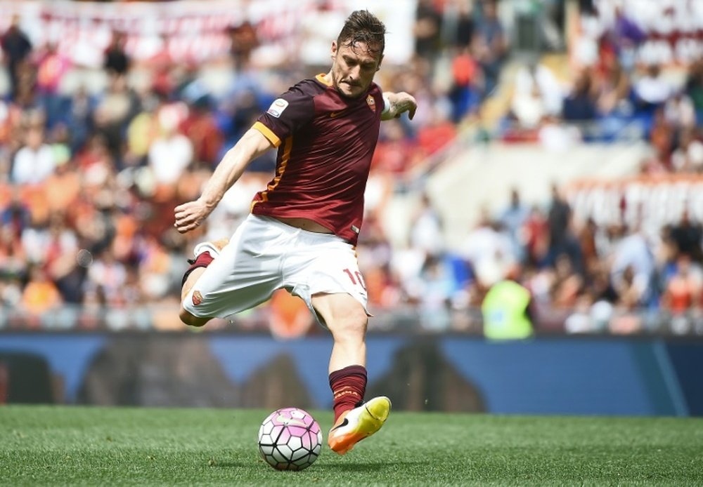 Romas Francesco Totti in action during the Serie A match against Chievo at the Olympic Stadium in Rome, on May 8, 2016