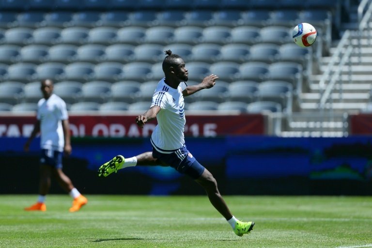 Kei Kamara of Columbus Crew, pictured during a training session at Dicks Sporting Goods Park in Commerce City, Colorado, in July 2015