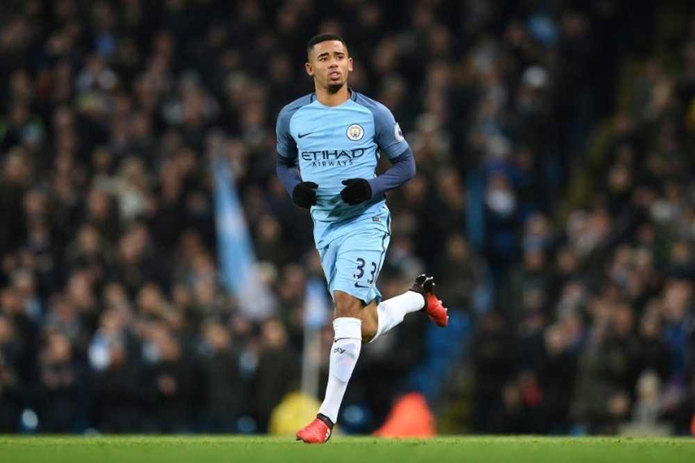 Gabriel Jesus entering the pitch for his debut on Saturday. AFP