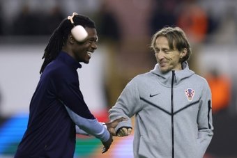 Modric (R) will move on to a new club. AFP