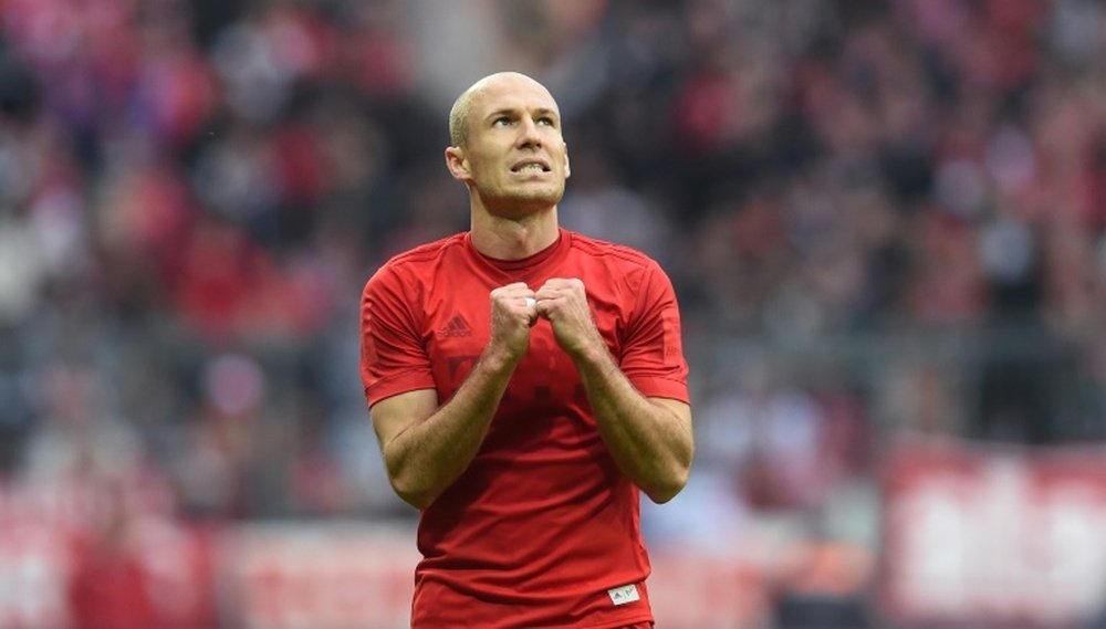 Bayern Munichs Dutch midfielder Arjen Robben reacts during their game against Hoffenheim in Munich, southern Germany, on November 5, 2016