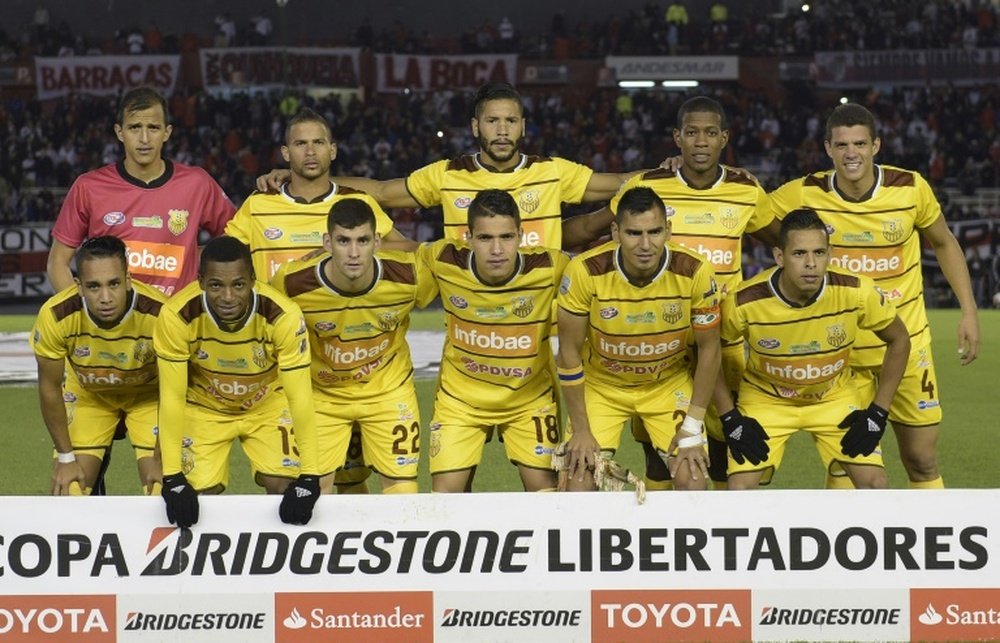 Trujillanos (pictured) suffered a 2-1 defeat at Monagas on Sunday and afterwards six gunmen with high-caliber weapons forced their bus to stop around dawn on a stretch of highway