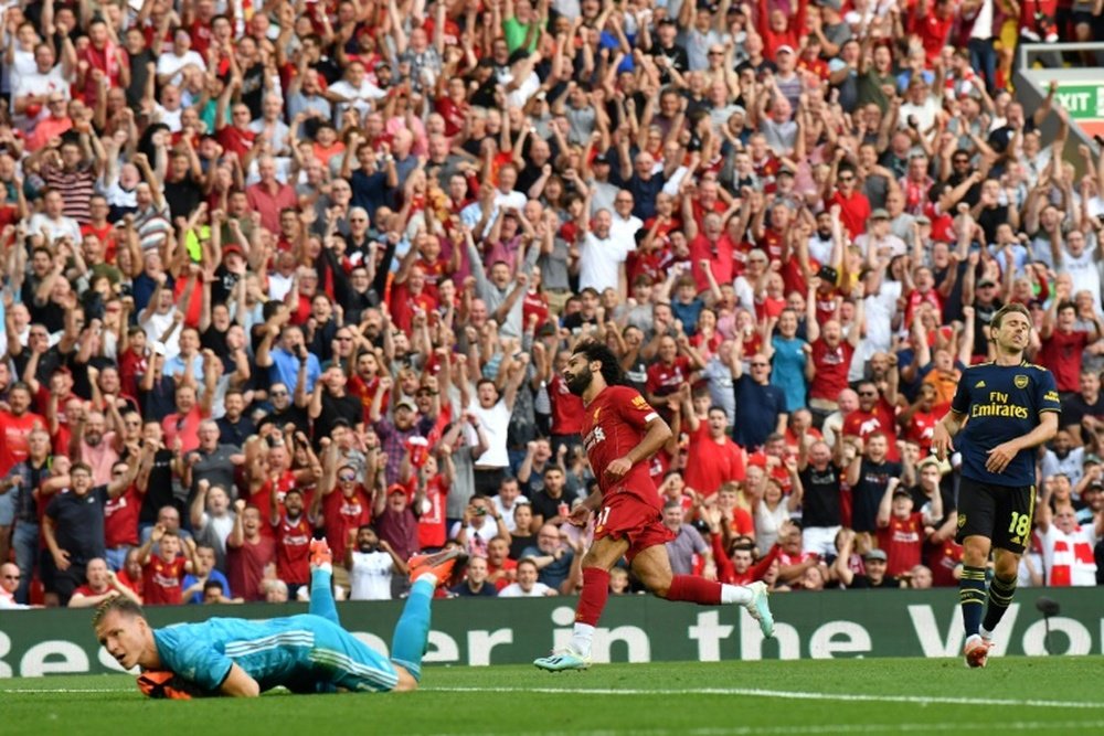 Salah firmó un doblete ante el Arsenal. AFP