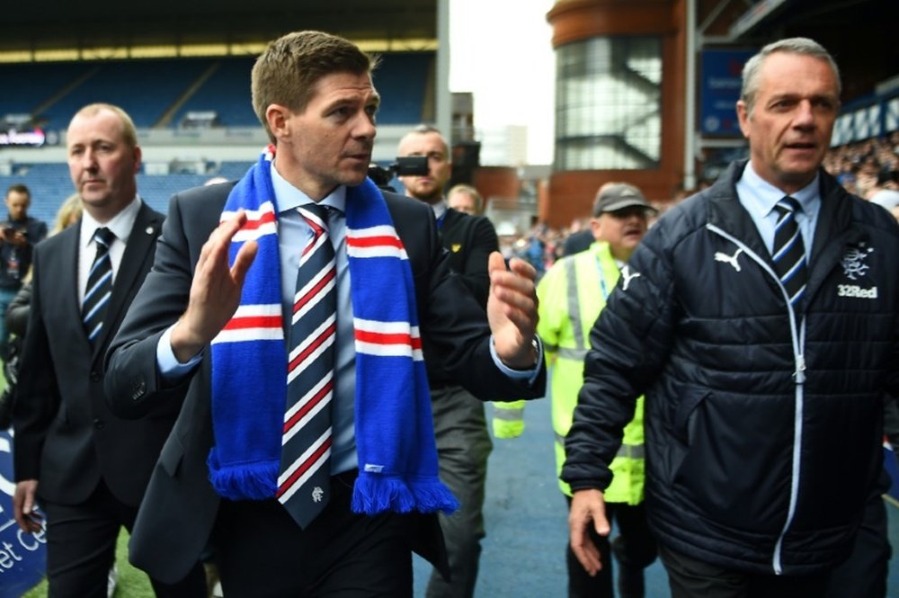 Steven Gerrard's Rangers won the first leg 3-1. AFP