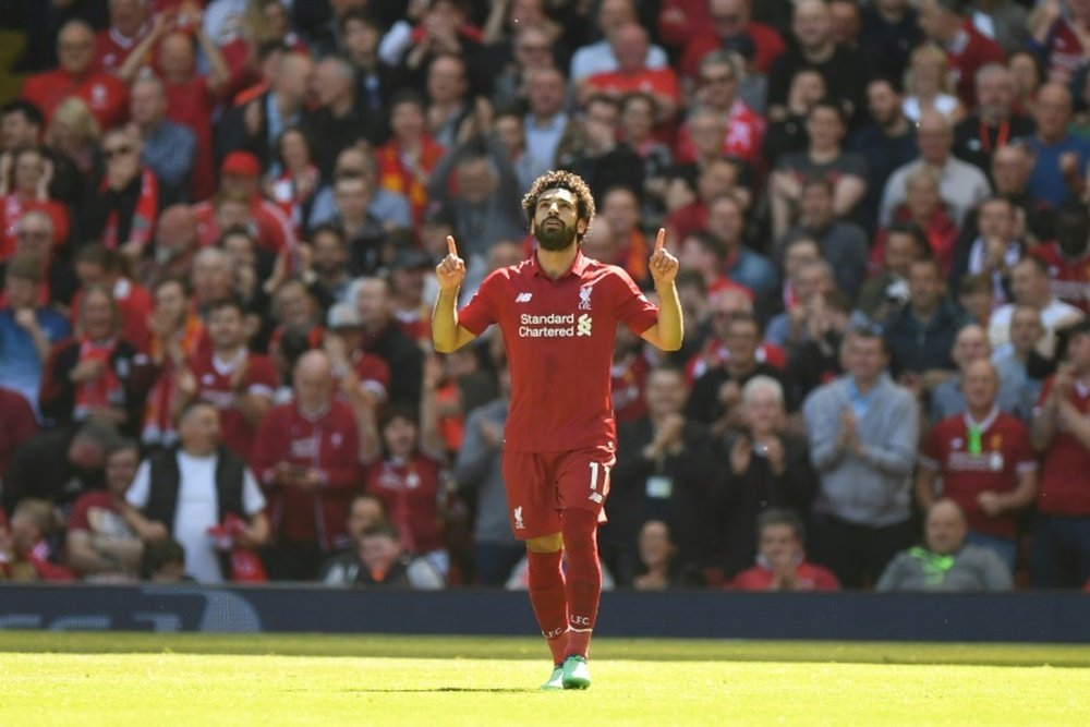 Salah, referencia del gol en Inglaterra. AFP