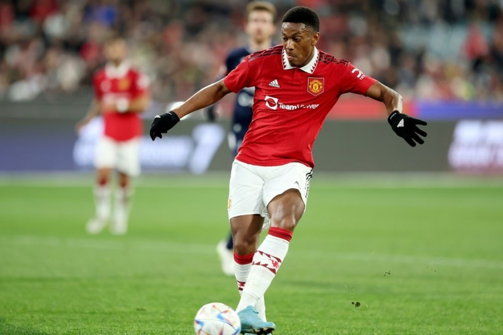 Anthony Martial marcou pelo Manchester United contra o Melbourne.AFP