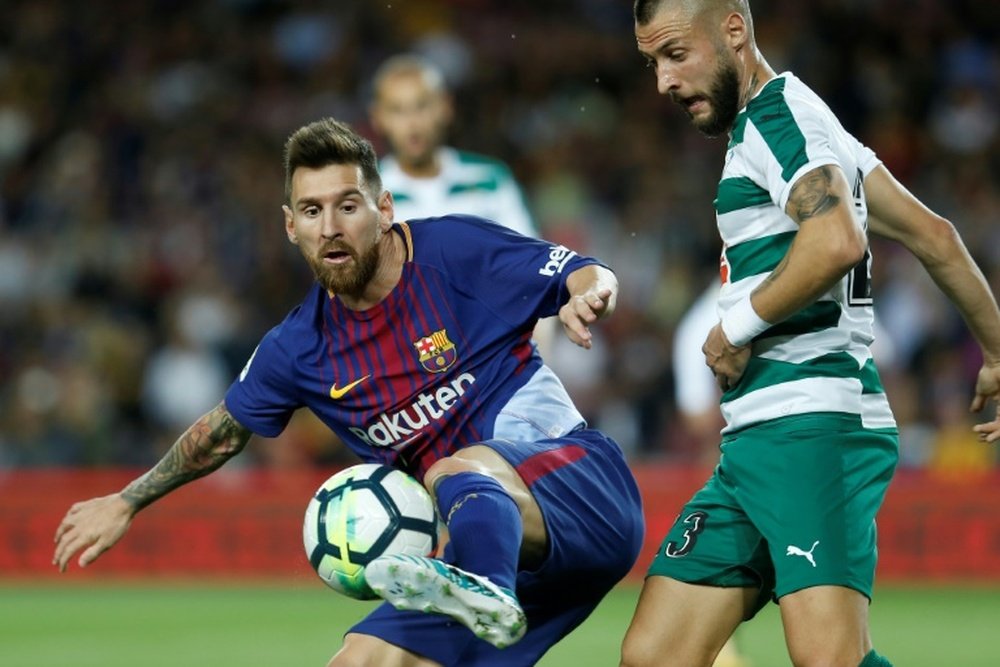 Messi marcou quatros gols no triunfo do Barça sobre o Eibar. AFP