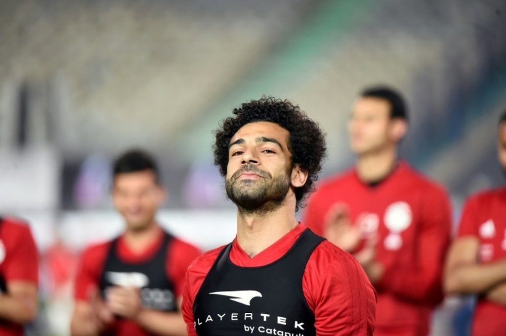La afición espera a Salah para el choque contra Rusia. AFP