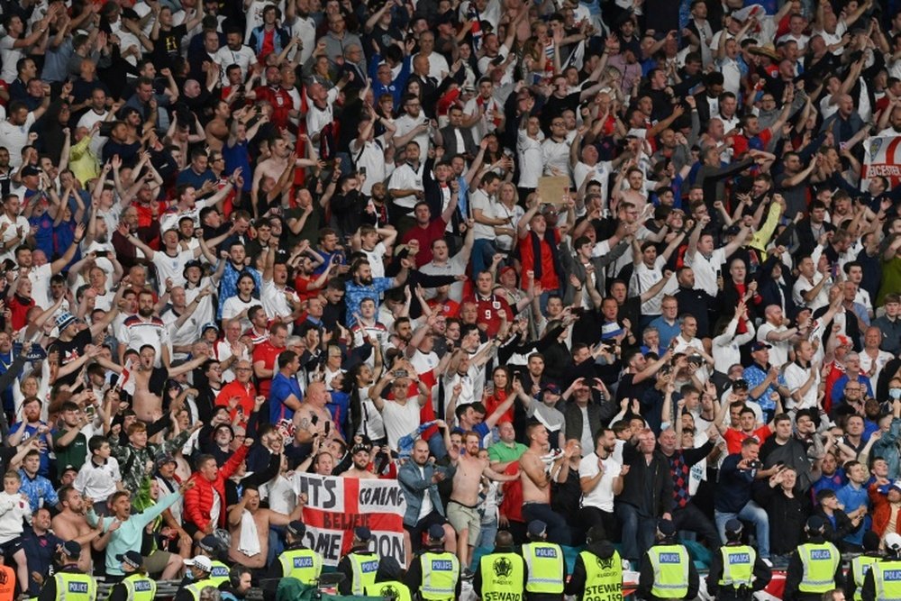 England have been fined 30,000 euros for several incidents v Denmark. AFP