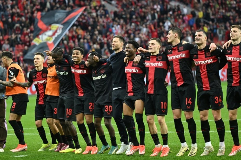 Le Bayer Leverkusen est à 6 matchs d'un triplé historique. AFP