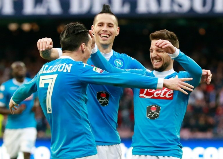 El Nápoles, a por tres puntos necesarios ante el AC Milan. AFP
