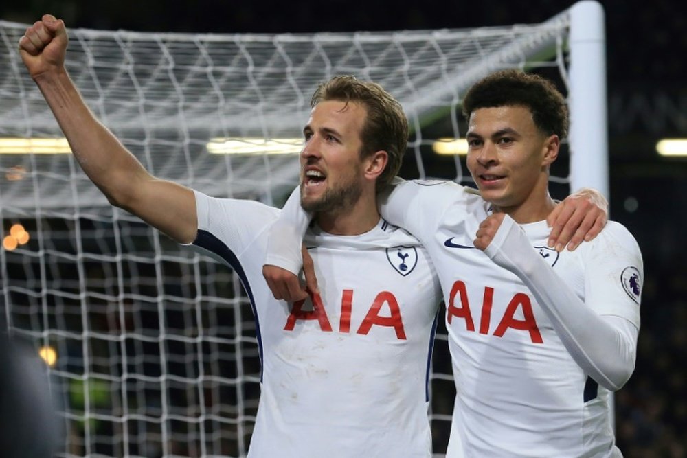 Kane became Tottenham's all-time record Premier League goalscorer against Everton. AFP