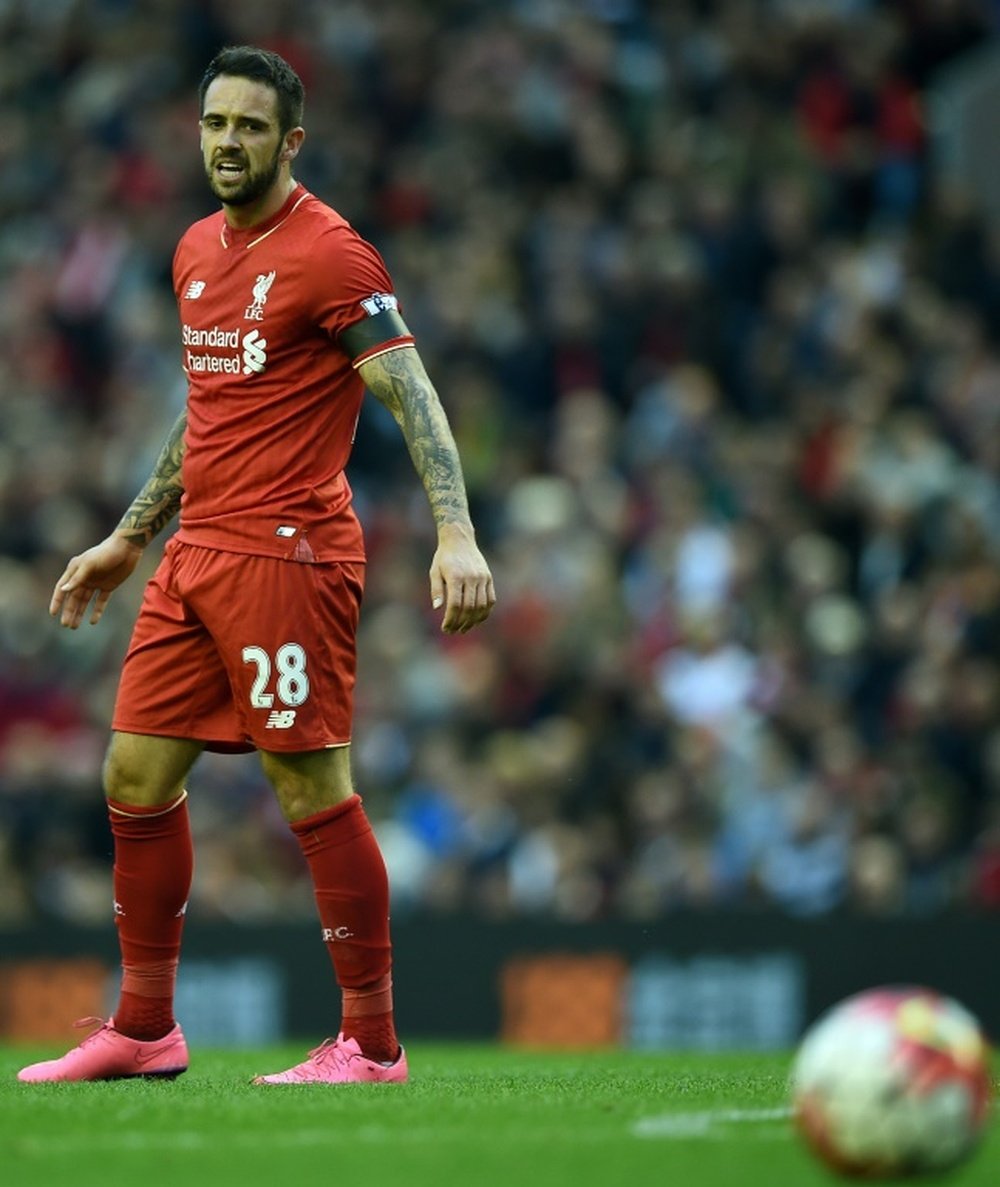 Danny Ings before hitting the ball. AFP