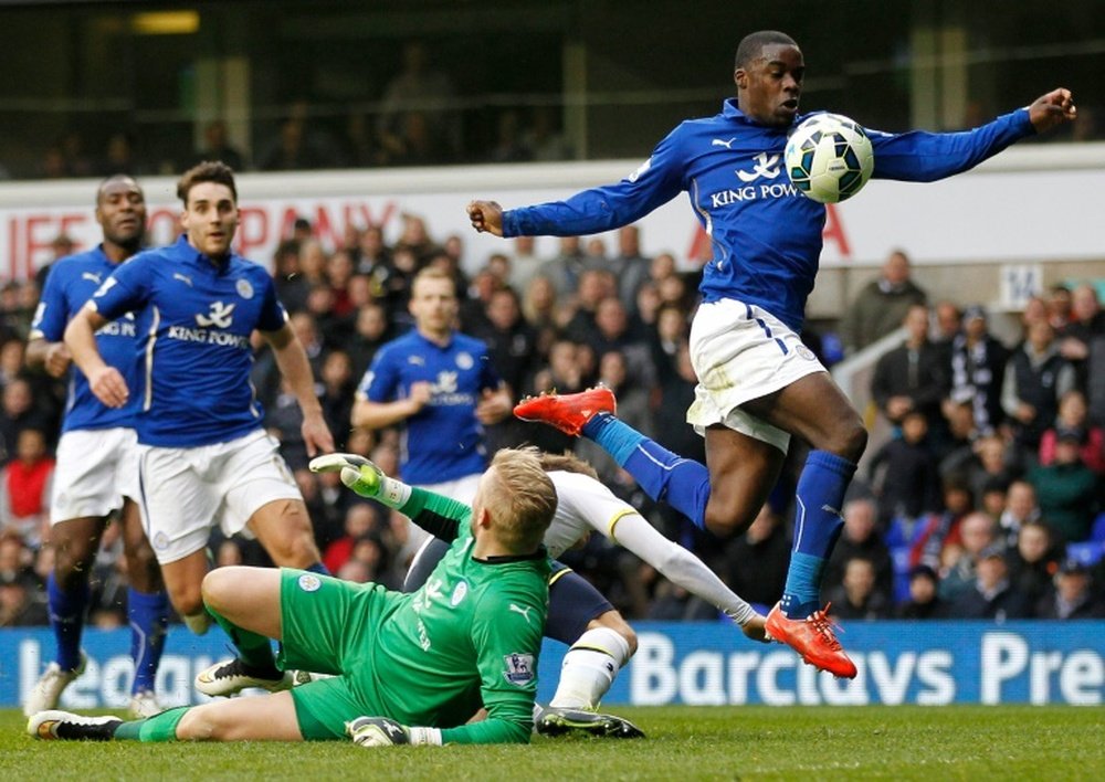 Schlupp (R) in action for Leicester. AFP