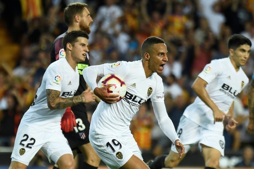 Rodrigo equalised for Valencia with an emphatic finish. AFP