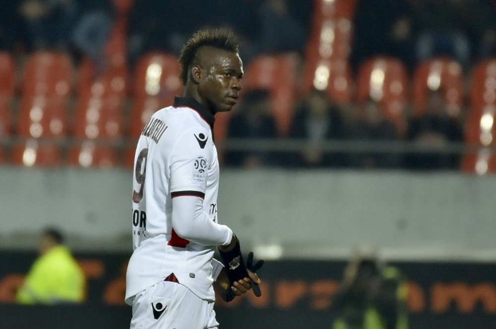 Italian striker Mario Balotelli was sent off during Nices French league against Lorient. AFP