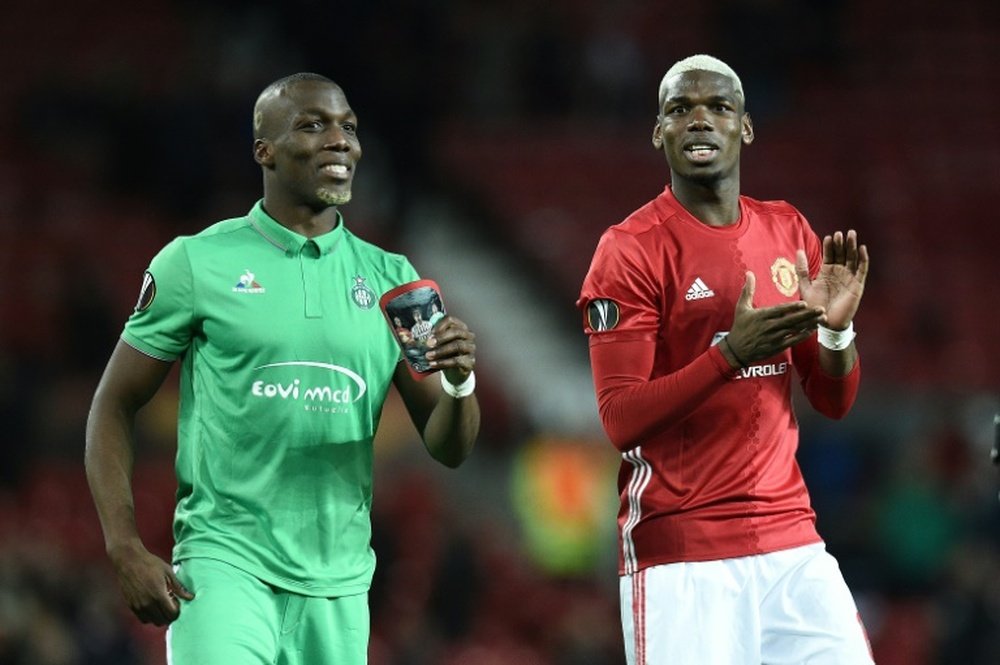 Pogba and Pogba during Saint Etienne vs United. AFP