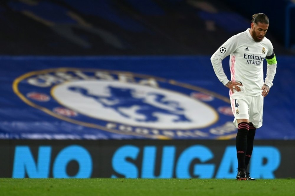 Ramos struggled to keep up with the pace of the game at Stamford Bridge. AFP